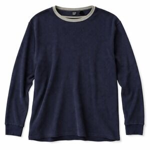 Gap Vintage Waffle Knit Thermal Shirt  XXL‎ Navy Blue Long Sleeve Top Outdoors